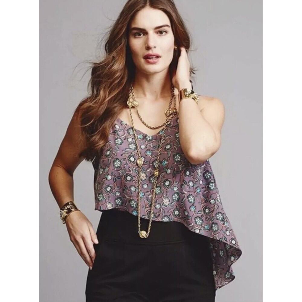Cabi 3453 Spring Floral Scrollwork S Cami Blouse Top Purple Adjustable Straps - Picture 3 of 7